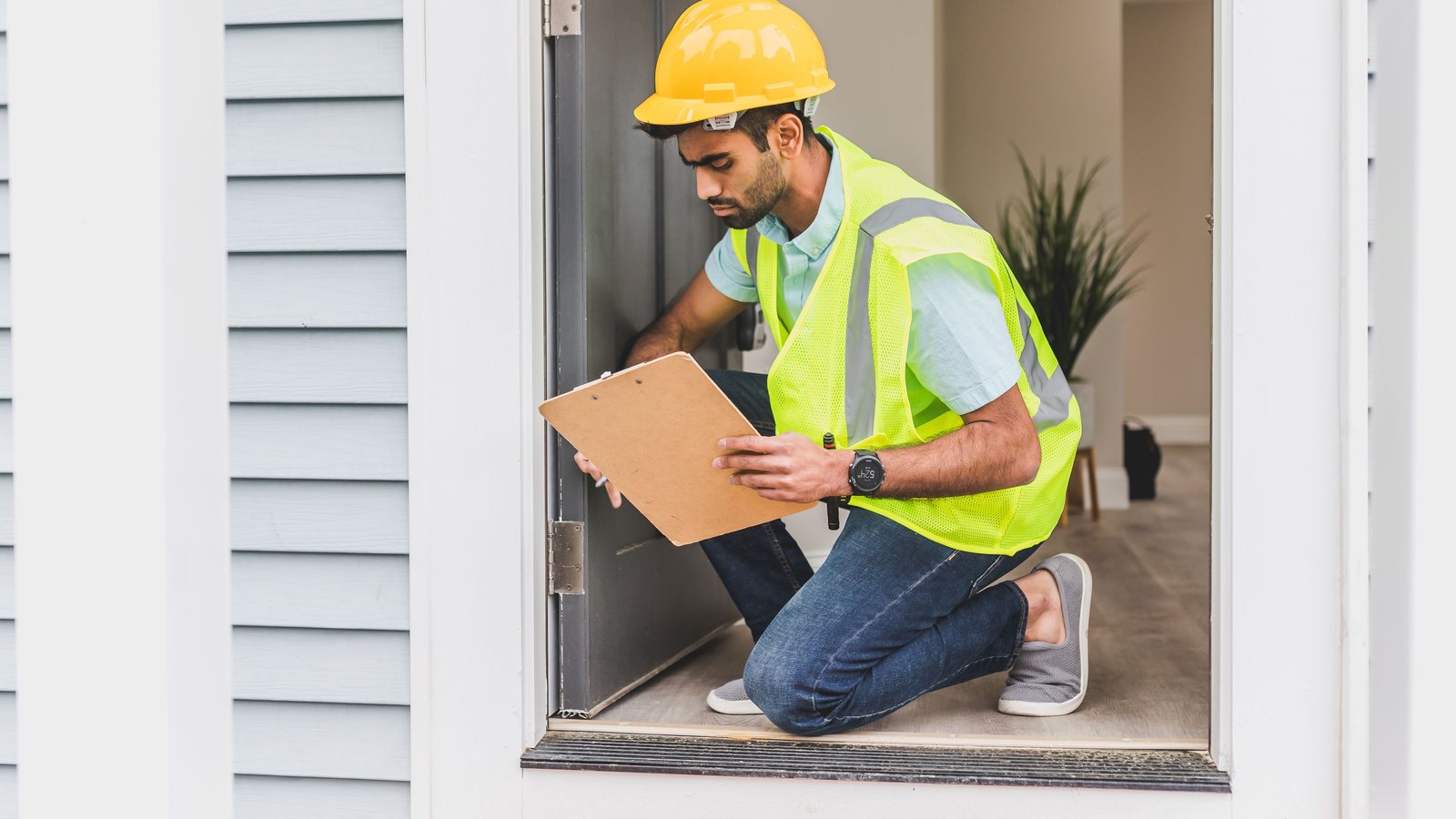 Home inspector evaluating a property with a private septic system in Calvert County Maryland