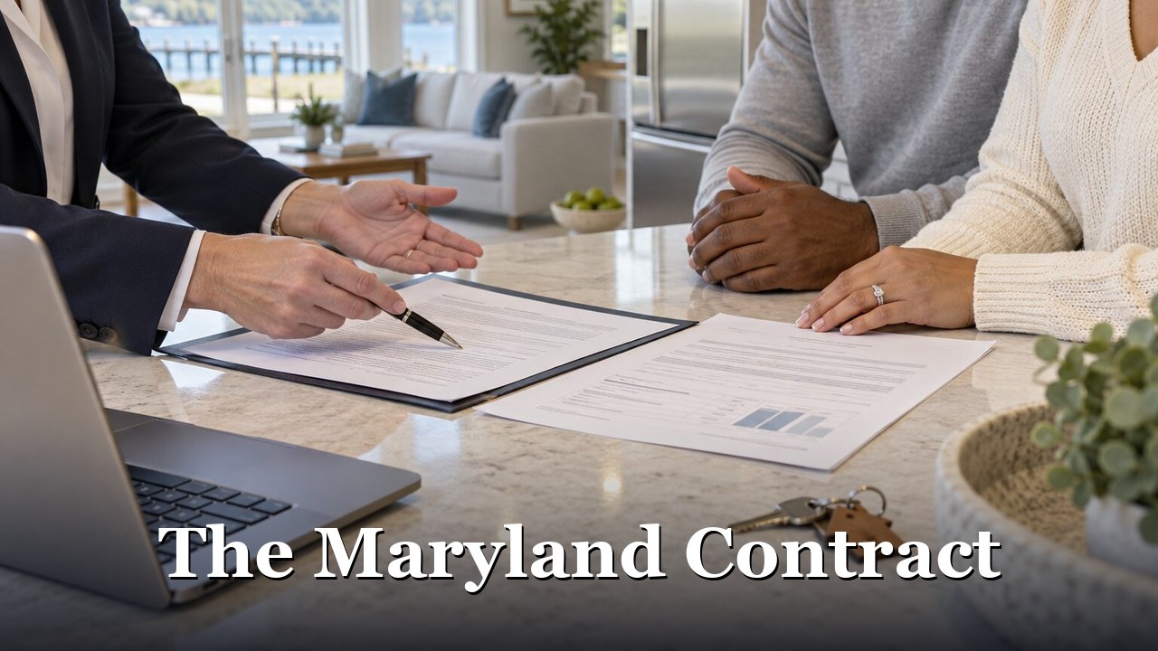 A Maryland Residential Contract of Sale being reviewed clause by clause before signing.