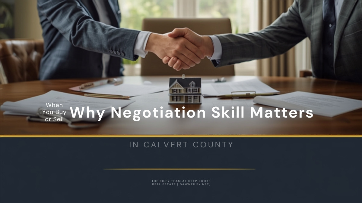 A Calvert County Maryland agent negotiating a real estate deal at the closing table.